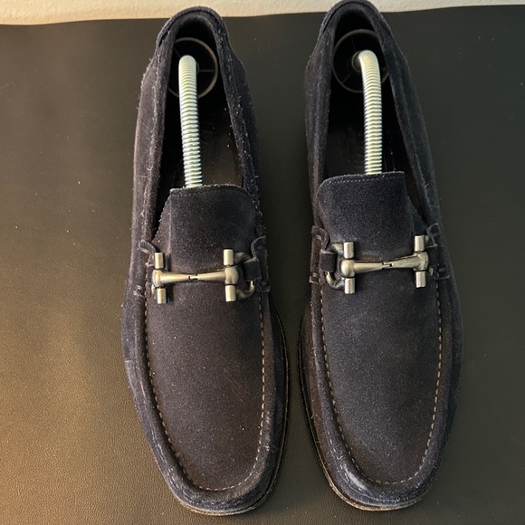 Salvatore Ferragamo Men\'s Navy Suede Loafers main image 4